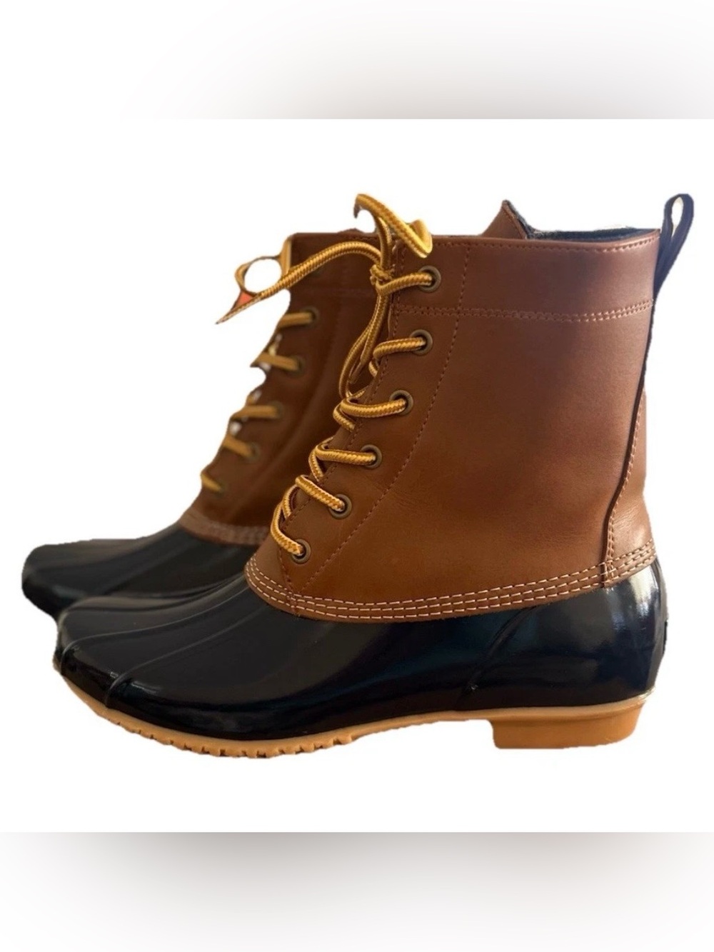 G.H. Bass Harlequin Women’s Leather Duck Rain Boots Brown Size 10